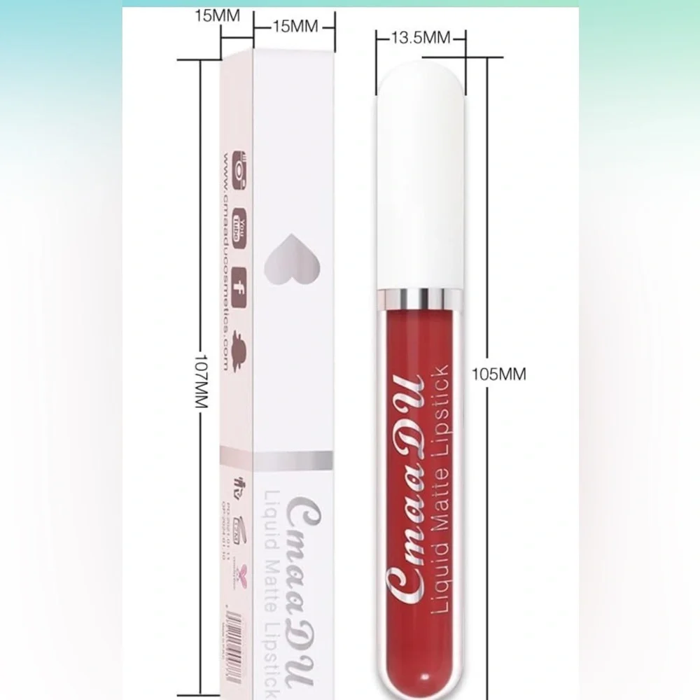 CmaaDu (4) Orange Red Liquid Matte Lipstick. 24 Hour Lips.  #04